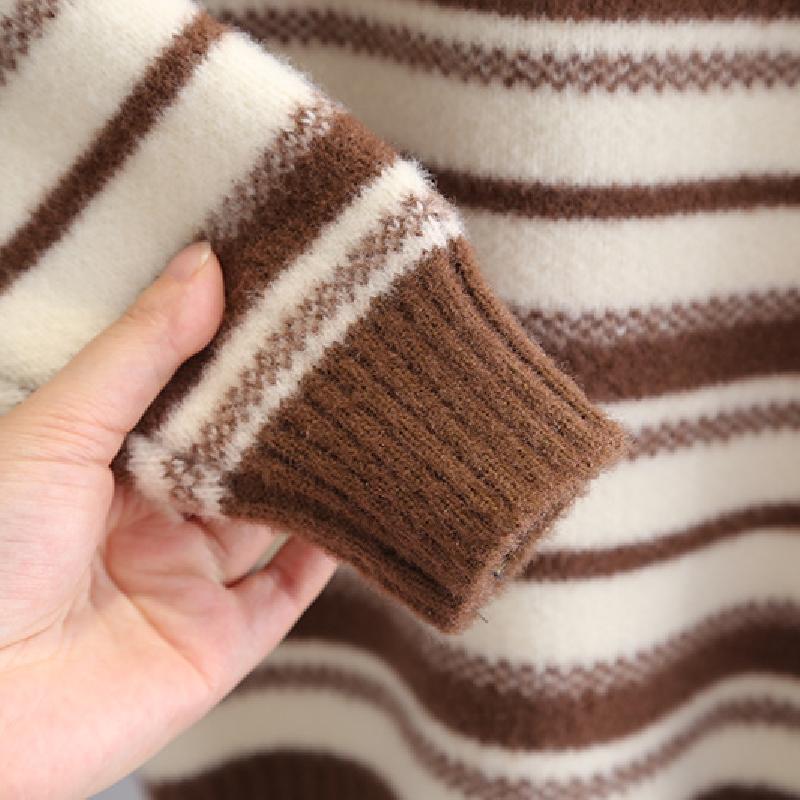 Barnkläder Pojkar Stickad Underdel Topp Barn Tröja Långärmad Casual Randig Topp för Pojke