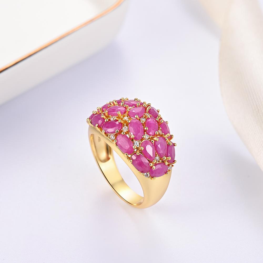 Elegant Natural Ruby Women's Noble Jewelry Set Real Gemstones 925 Steling Siver Earrings Ring for Anniversary and Wedding Gifts