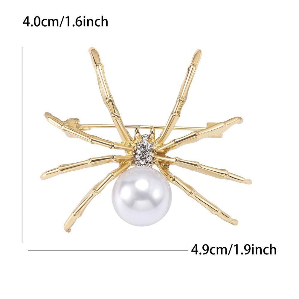 Exaggerated Design Spider Brooches White Pearl Black Pearl Punk Brooches Metal Pin Creative Design Animal Jewelry