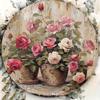 1 Piece 2D Wooden Hanging Sign Potted Rose Theme 8 Inch Round Sign Home Bar Garage Cafe Garden Decoration