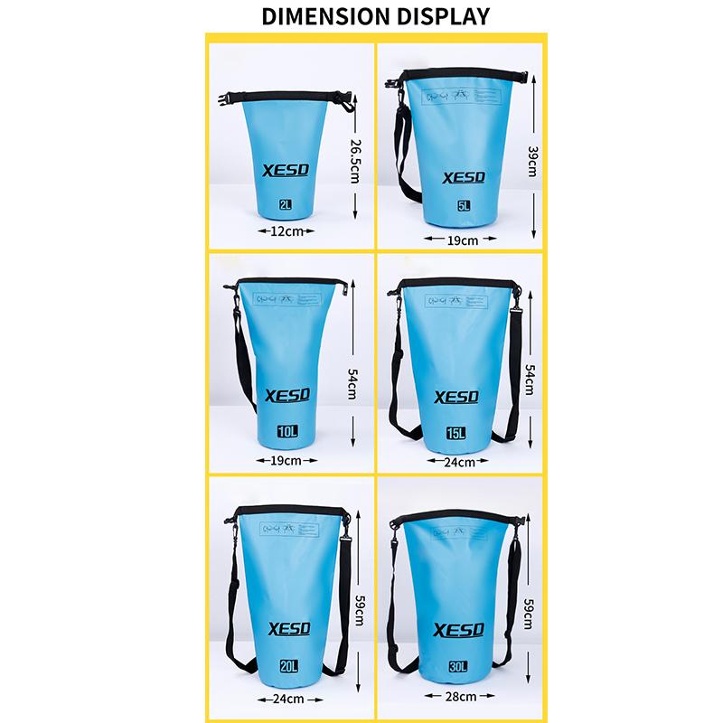 Borsa Impermeabile da Nuoto 500D Dry Sack 2/5/10L Borse Impermeabili Galleggianti per Attrezzatura Asciutta per Nautica Pesca Rafting Nuoto