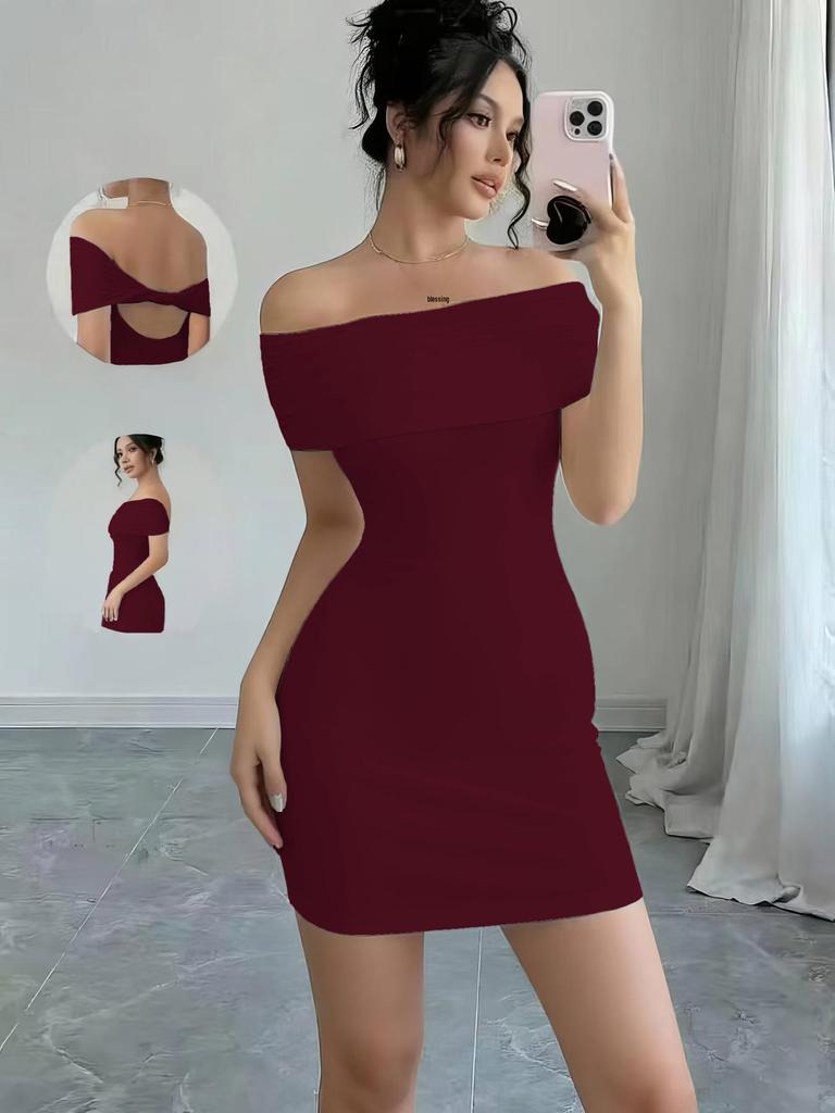 2025 European & American Spring/Summer Backless One-Shoulder Slim-Fit Dress