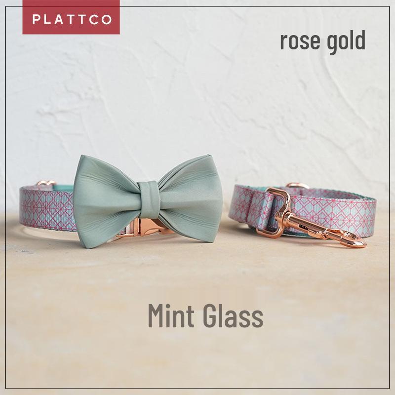 PLATTCO Pet Dog Collar Set - Soft, Comfortable, Rose Gold Buckle (3-Piece, PDC369) Extra Large