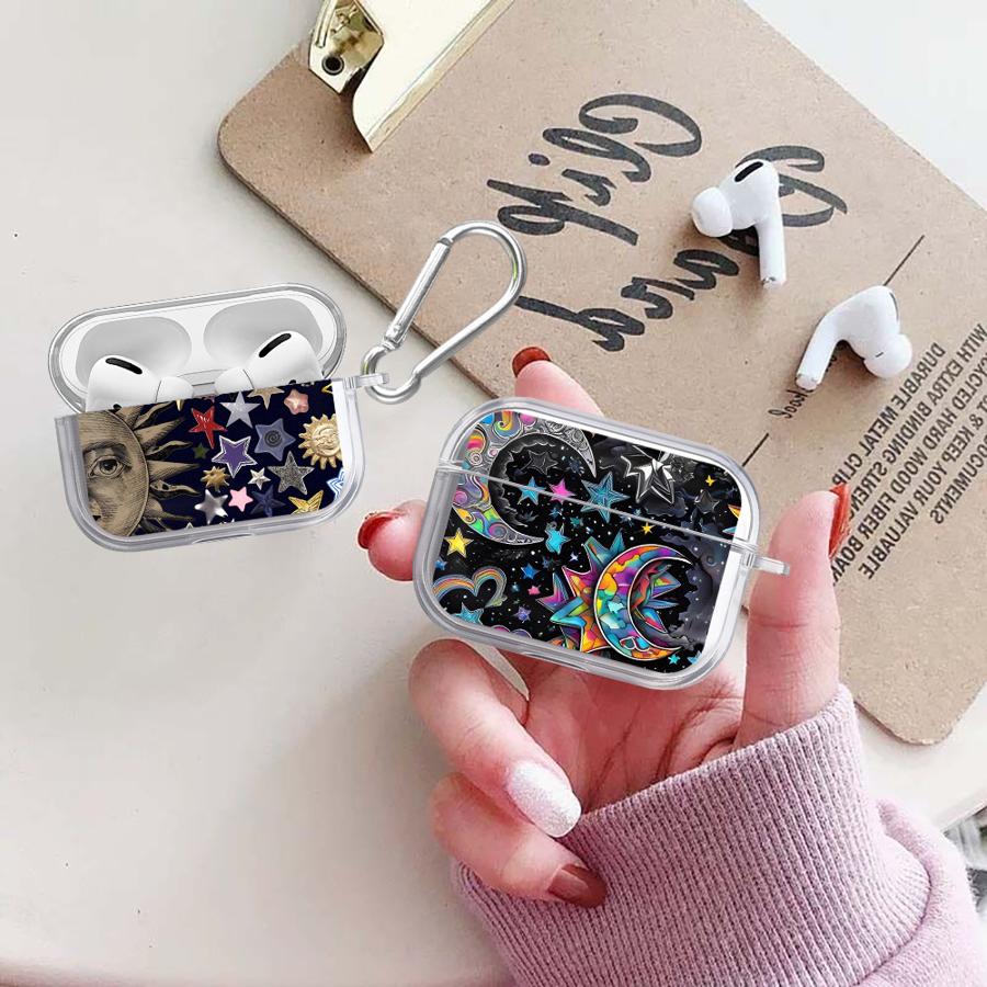 Star Moon Pattern Case For Airpods 2 Pro Pro2 3 Pro3 1 4 Clear Earphone Cases Cover