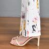 2024 Summer Women's Slimming Stretchy Micro-flare Long Pants with Printed Elastic Waist