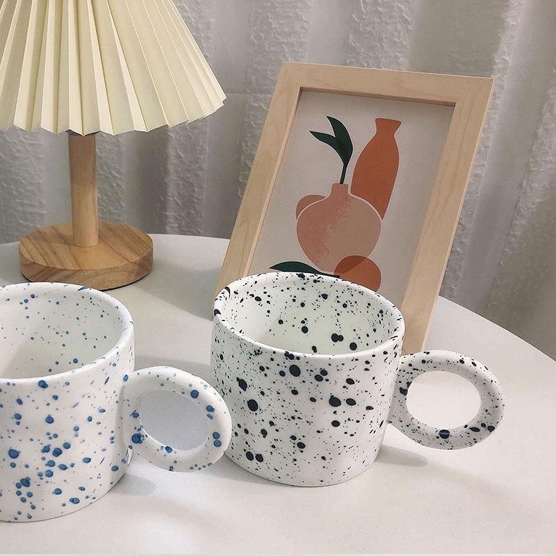 Fatty Mug Korean Style Design Splash Ink Ceramic Cup Spot Mugs Simple Coffee Mug Couple Cups Coffee Mugs Tea Drinkware