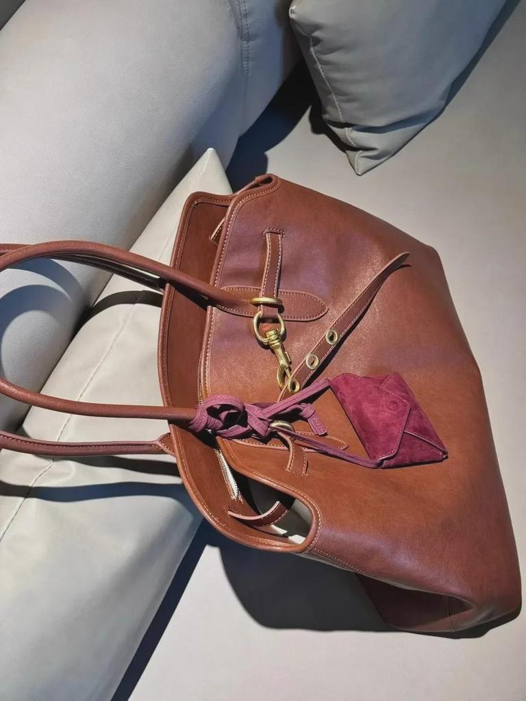 Vintage Koeienhuid Leer Bowling Tote Handtas - Schouder & Onderarm Tas