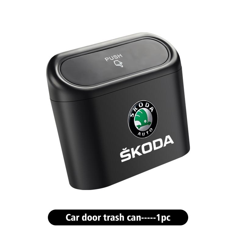 For Skoda Car Trash Bin Door Hanging Storage Box Holder Garbage Can Organizer Auto Accessories Fabia Kamiq Superb Scala Enyaq-iV