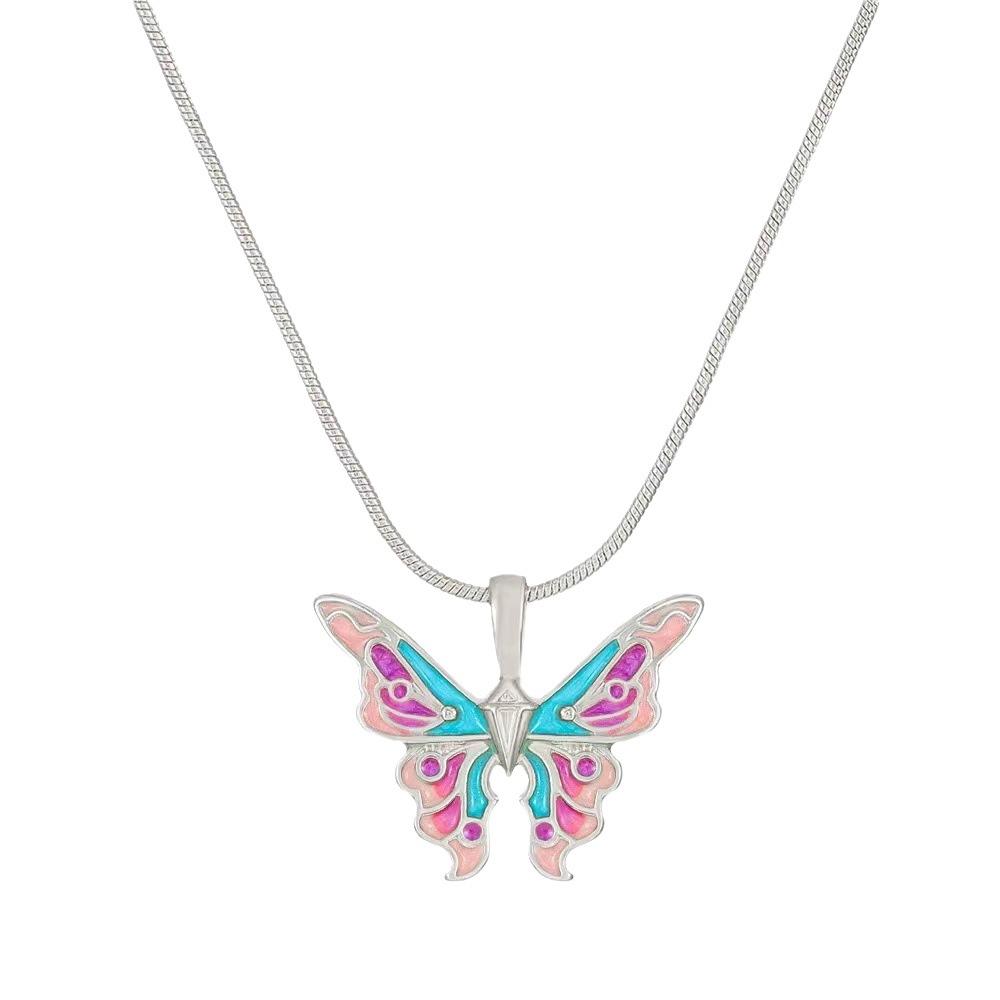 Barbie Princess Necklace Rainbow Fairy Dream Wonderland Same Collarbone Chain Color Drip Butterfly Necklace Female