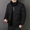 Cotton-padded Men's Winter New Blue Fashion Printed Casual Cotton-padded Warm Stand-up Jacket