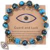 Lucky Turkish Evil Eye Pendant Beads Bracelet Handmade Natural Stone Charm Elastic Bangles Men Women Fashion Yoga Energy Jewelry