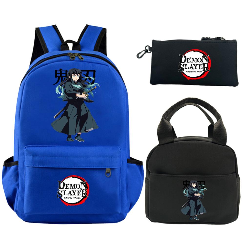 

3Pcs/set Cartoon Demon Slayer Printed Backpack with Shoulder Bag Pencil Case for Teenager Student Large Capacity Waterproof Schoolbag Mochila