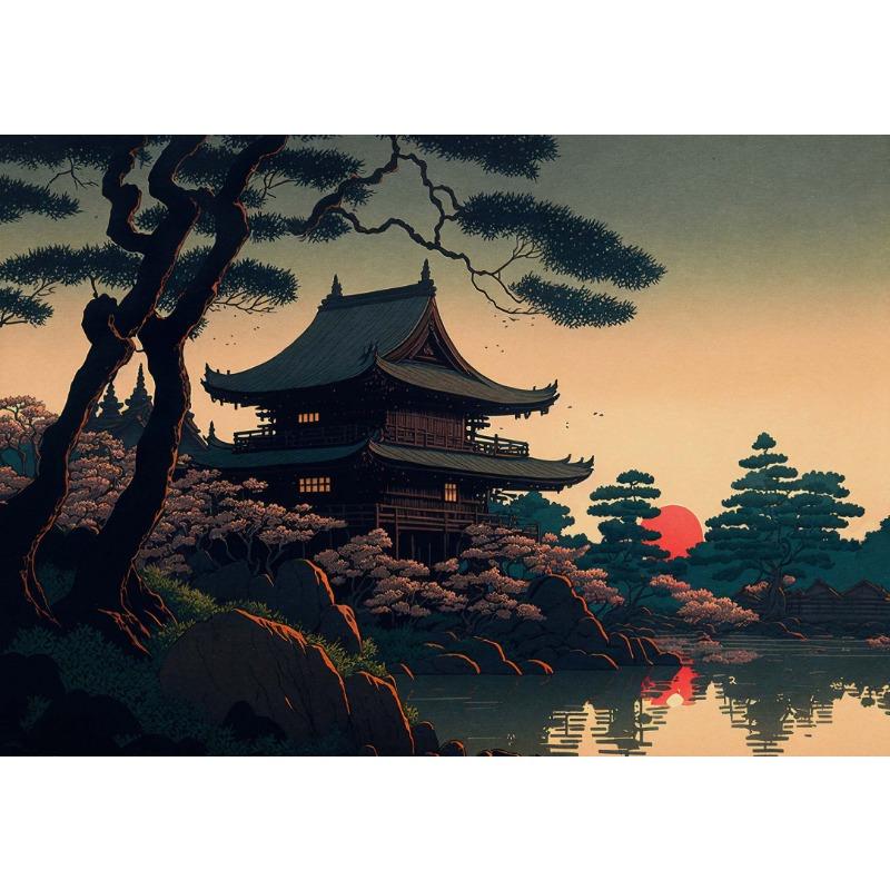 Vintage Japanische Porträt- und Landschaftsposter Geisha Samurai Tempel Narzissen Leinwandmalerei Wandkunst Bild Heimdekor