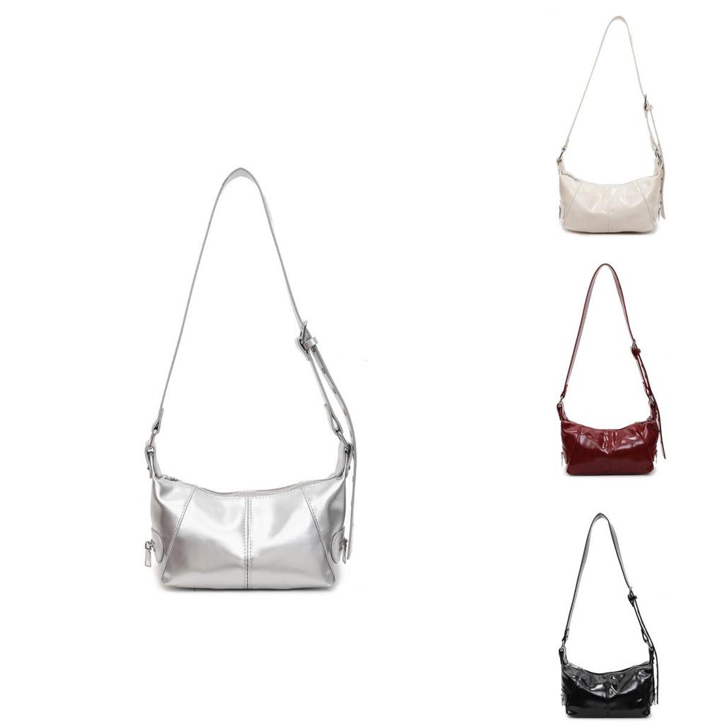 Solid Color Retro Motorcycle Style Shoulder Crossbody Bag For Women Summer Daily Use