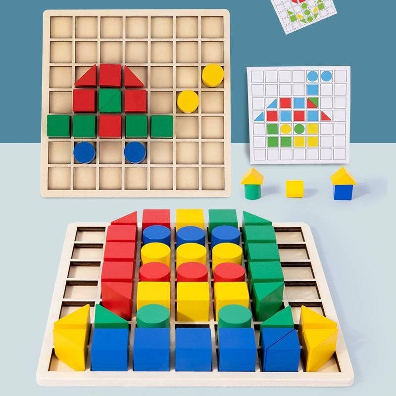 Wooden Creative Building Blocks Puzzle Montessori Educational Toy For Early Learning