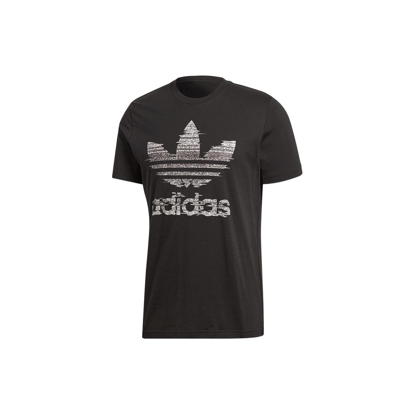 Men s adidas originals Twist Alphabet Logo Printing Round Neck Pullover Short Sleeve Black T-Shirt CE2240 XS