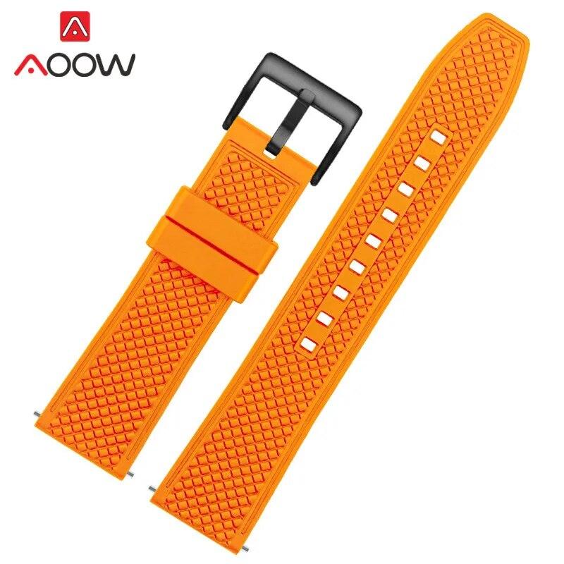 Fluoro Rubber Strap 20mm 22mm Quick Release Soft Sport Waterproof Stainless Steel Butterfly Buckle Men Replacement Watch Band