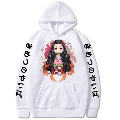 Anime Demon Slayer Kamado Nezuko Kawaii Potisk Pánské s kapucí Ženy Kimetsu No Yaiba Mikina Mikina větší velikosti Harajuku Streetwear