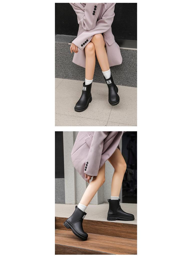 High-End Women's Mid-Calf Non-Slip Waterproof Rain Boots - Japanese Korean Style