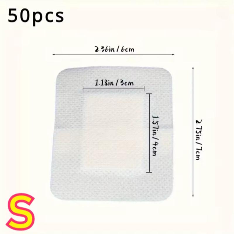 50PCS Non-Woven Medical Adhesive Bandages, 6x7cm Easy Tear Wound Dressing, Individually Wrapped Protection Equipment for Aid 50pcs