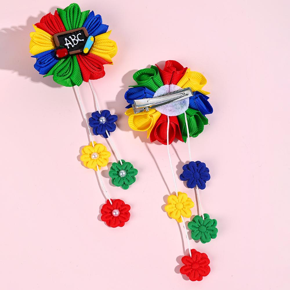 2pcs Flower Hair Clips with Flower Tassel Faux Pearl Hairpins Cute Barrettes Hair Accessories for Girls Headwear Hair Pin