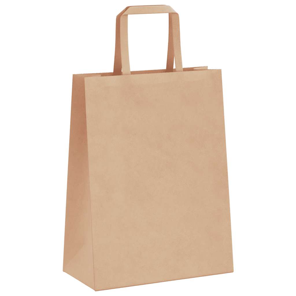 Paper Bags 250 Pcs. With Handles Brown 21X11X28 Cm