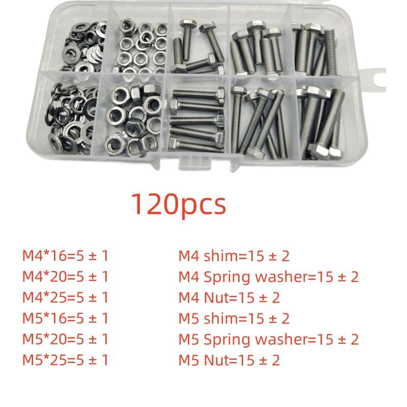 

Набор из 120/240 штук шестигранных болтов и гаек из нержавеющей стали - Прочный, Коррозионностойкий, Размер M4/M5