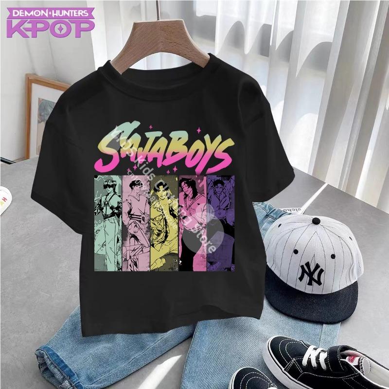 Cute Cartoon Saja Boys T-shirts Boys Girls Short Sleeve T-shirt Tops Anime Kpop Demon Hunters T Shirt Gifts Children's Clothing