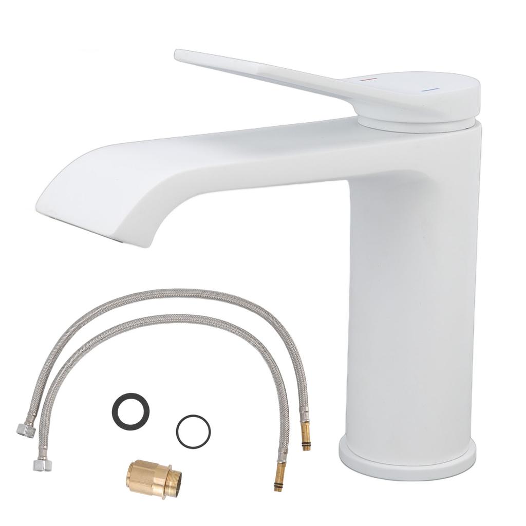 Spültischarmatur G1/2 Gewinde Heiß Kalt Wasserhahn Weiß Auslaufsicher Korrosionsbeständig Badezimmerspüle