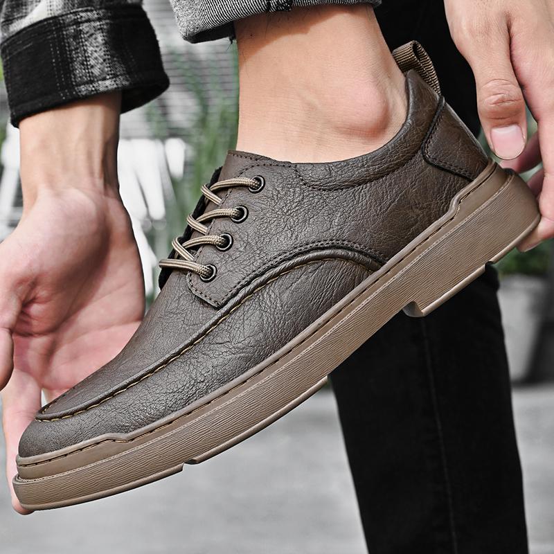 

Мужская обувь из коровьей кожи, ретро и модная, с мягкими и прочными ремешками, подходит для делового и повседневного стиля. 38 хаки