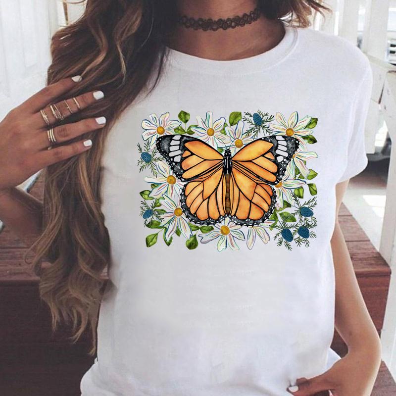 Buy Women T-shirts Butterfly Flower O 