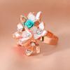 Diamond encrusted flower colorful creative sweet temperament versatile elegant adjustable ring with adjustable opening