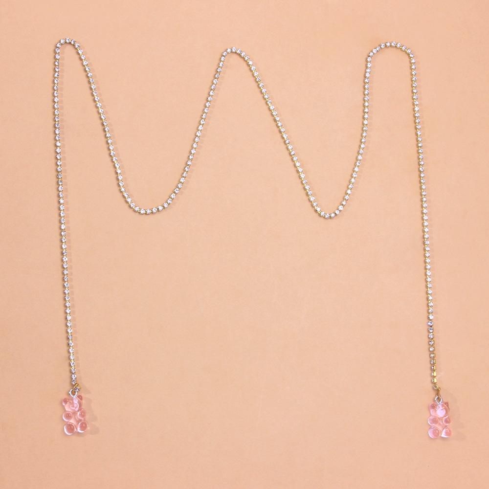 Stonefans Bohemian Teddy Bear Pendant Face Chain Jewelry Festival New Rhinestone Fashion Body Chains for Women Bikini Party Gift