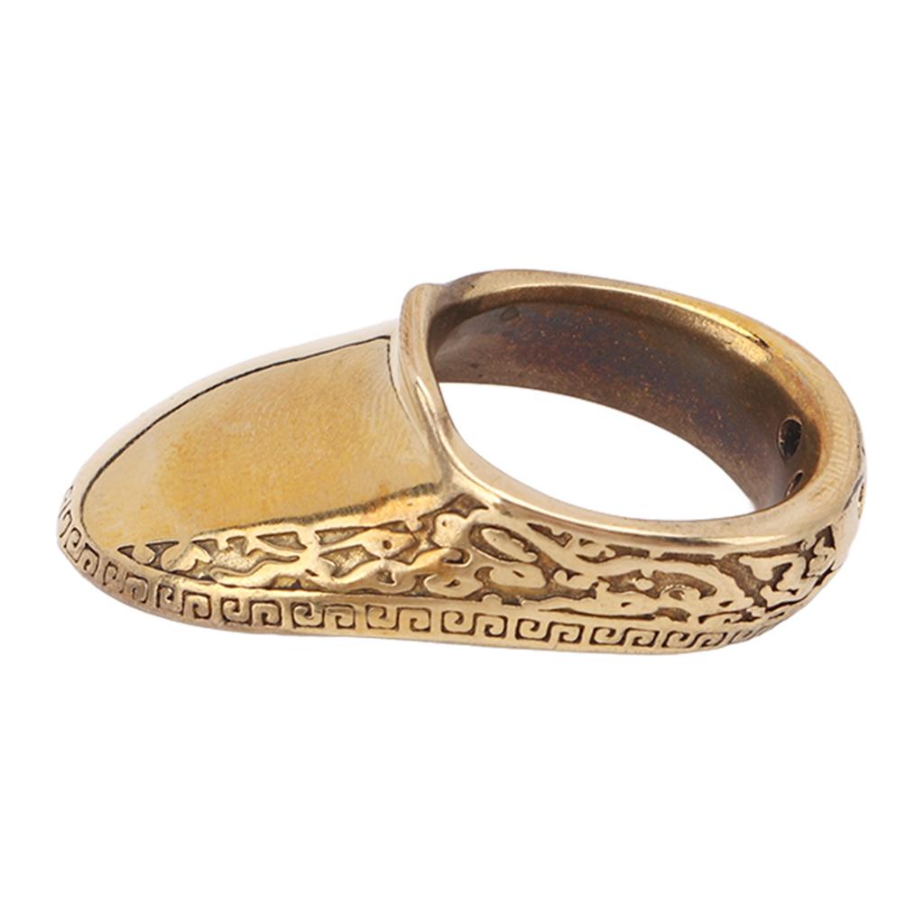 Bågskytte Tumringar Bra Skydd Graveringsmönster Mässing Fingerskydd med Anti-Tappsnöre för Utomhusjakt