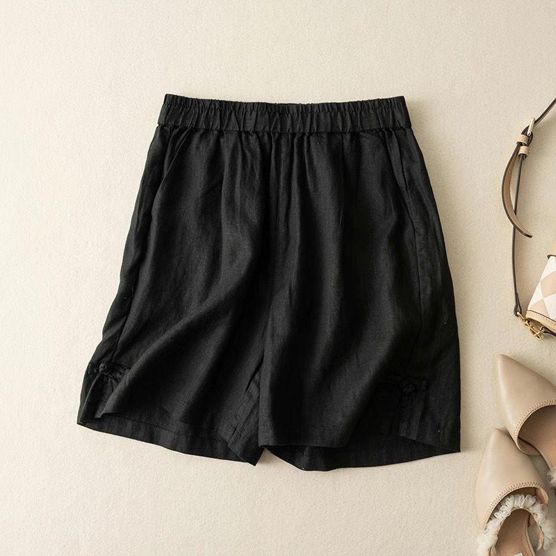 Summer Women's Shorts High Waist Straight Leg Pants Comfortable Breathable Cotton and Linen Casual Pants
