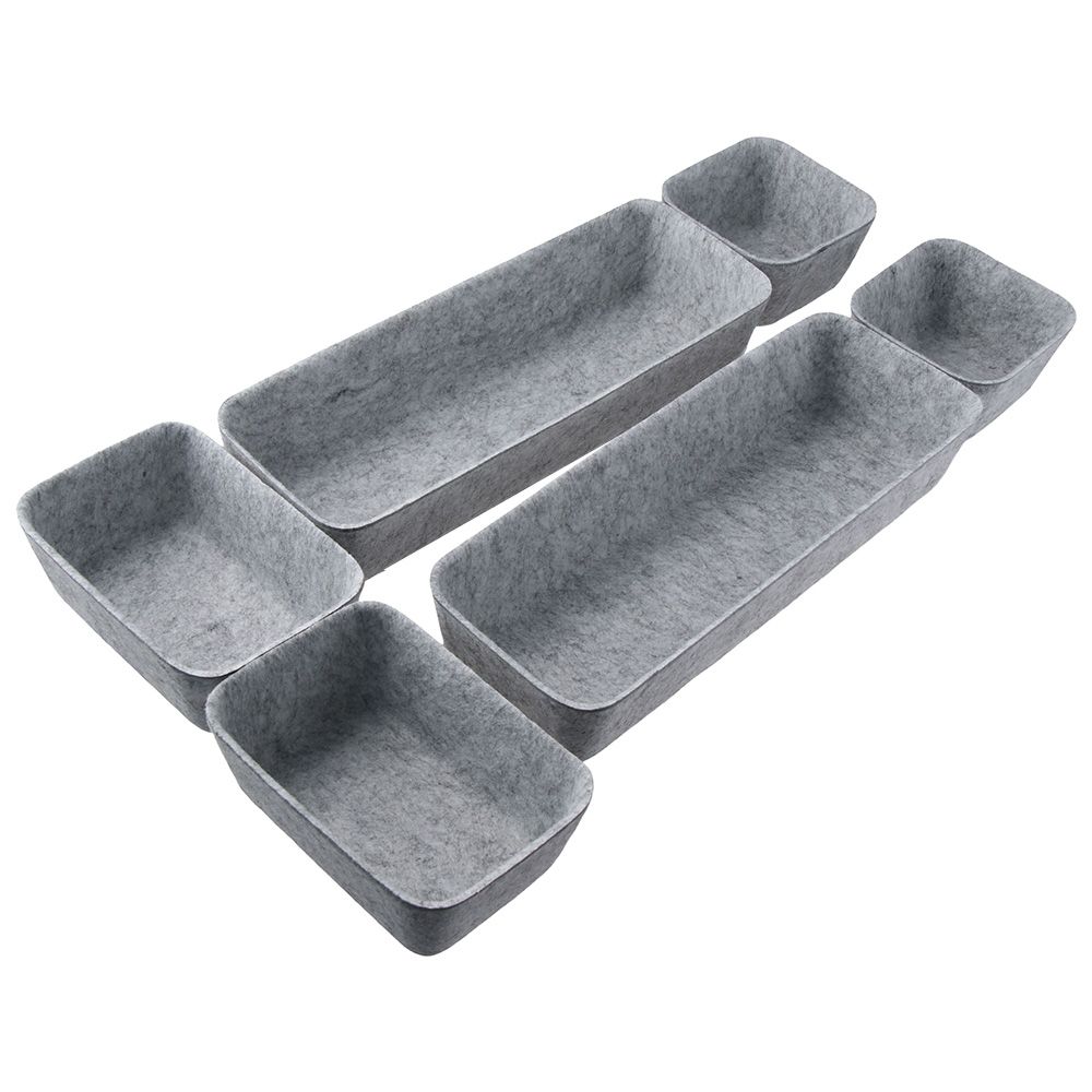 8Pcs Felt Sundries Sorting Box Portable Grey Storage Box Pen Holder Office