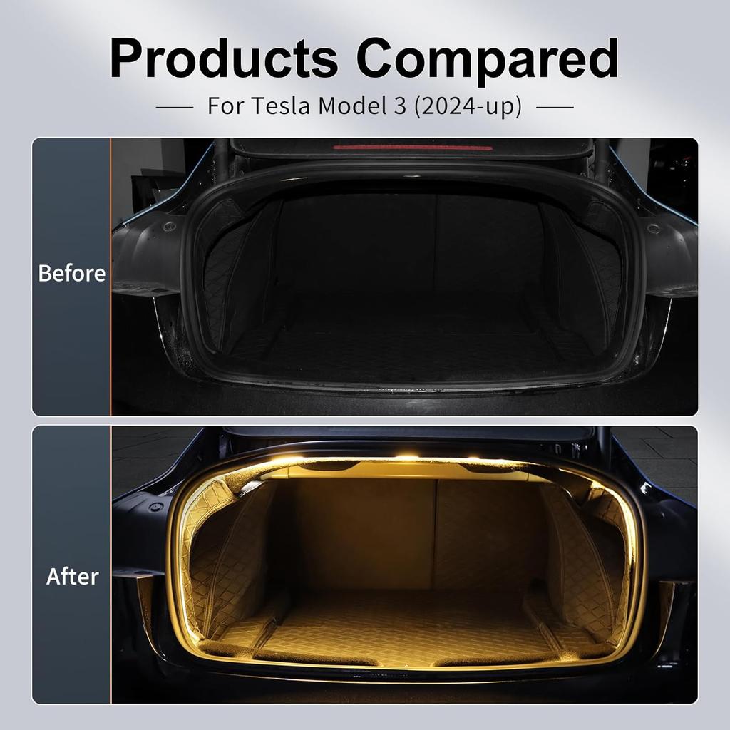For Tesla Model 3 2024 LED Rear Trunk Cargo Light Interior Decoration Lights Accessories Waterproof DC 15V (Warm)