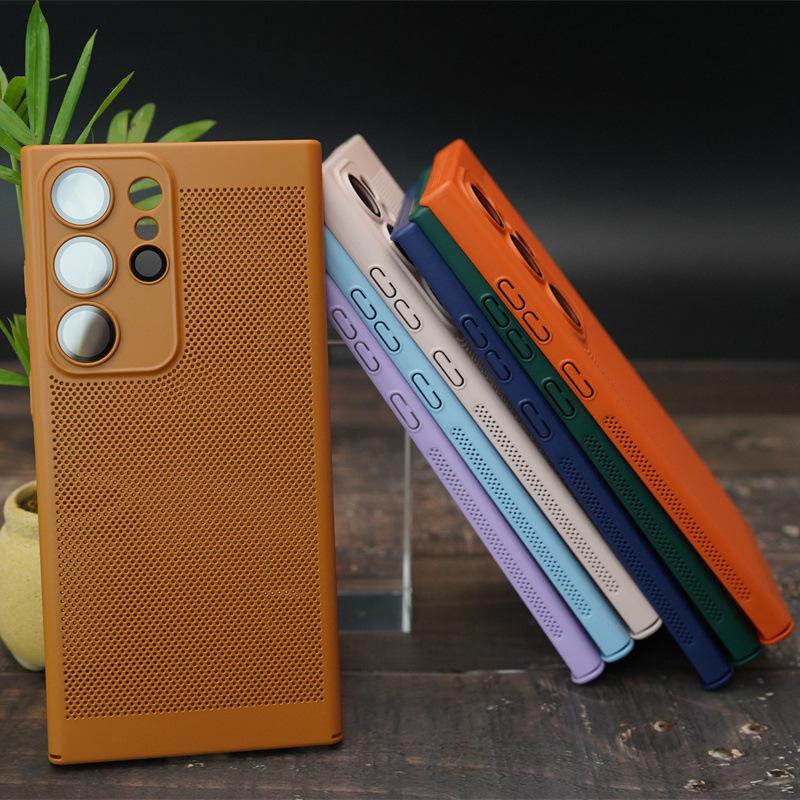 New Stylish Ultra Thin A54 Cooling Mesh Shell Samsung S24ultra Mobile Phone Case Suitable for S23 Lens Film Full Inclusive PC