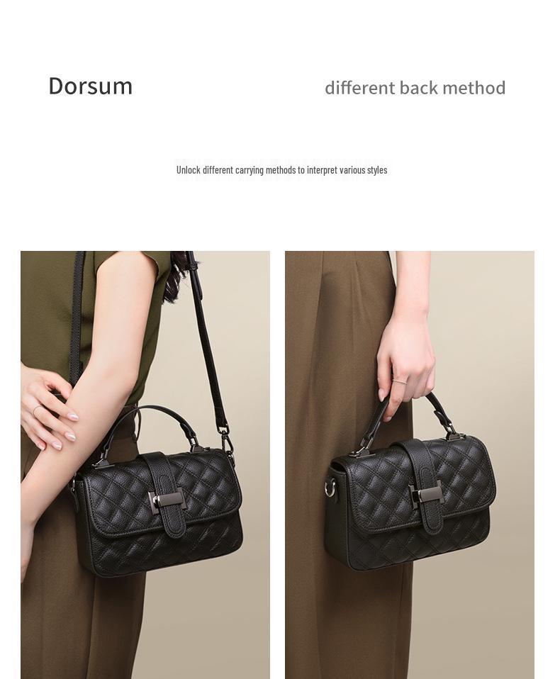2026 Summer Genuine Leather Women's Crossbody & Shoulder Bag - Hot Selling Diamond Lattice Small Square Handbag