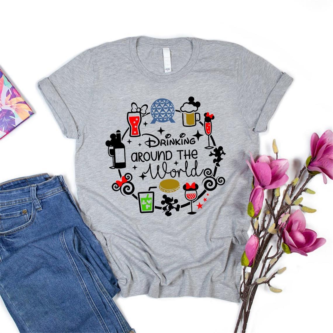 Футболка Drinking Around The World Футболки Snacking Around The World Футболка Epcot Cool Fun Vacation Футболки с графикой S серый