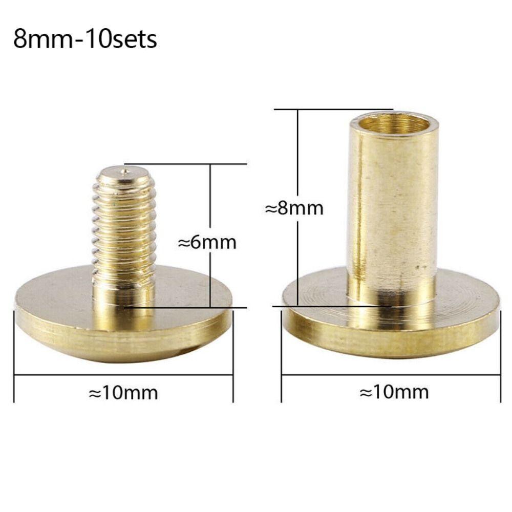 10Pcs/Set Arc Belt Screw Leather Craft Chicago Nail Brass Solid Rivet Stud Head