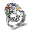 Men'S And Women'S Titanium Steel Epoxy Star Ring Stainless Steel Water Drop-Shaped Pentagram Epoxy Ring Ring