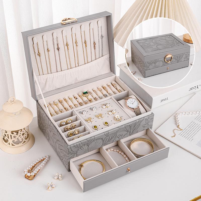 Jewelry Box Pattern Bracelet Storage Box Travel Large Capacity Jewelry Ring Necklace Packaging Box