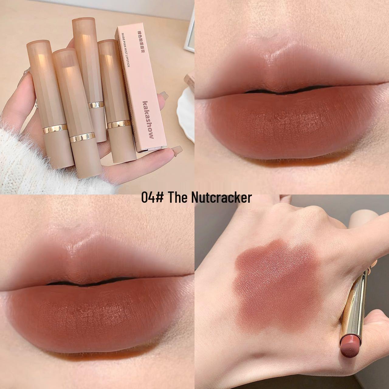 Kakashow Матовая помада для губ Nude Pink - Шелковистая, корейский стиль, для осенне-зимнего натурального образа 2g