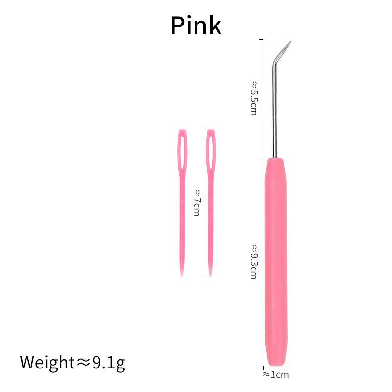 Knitters Crochet Hook Kit Bent Hooks Accessories Picking Needle Bent Crochet Hook Set with 2 Pcs Plastic Knitting Sewing Needles