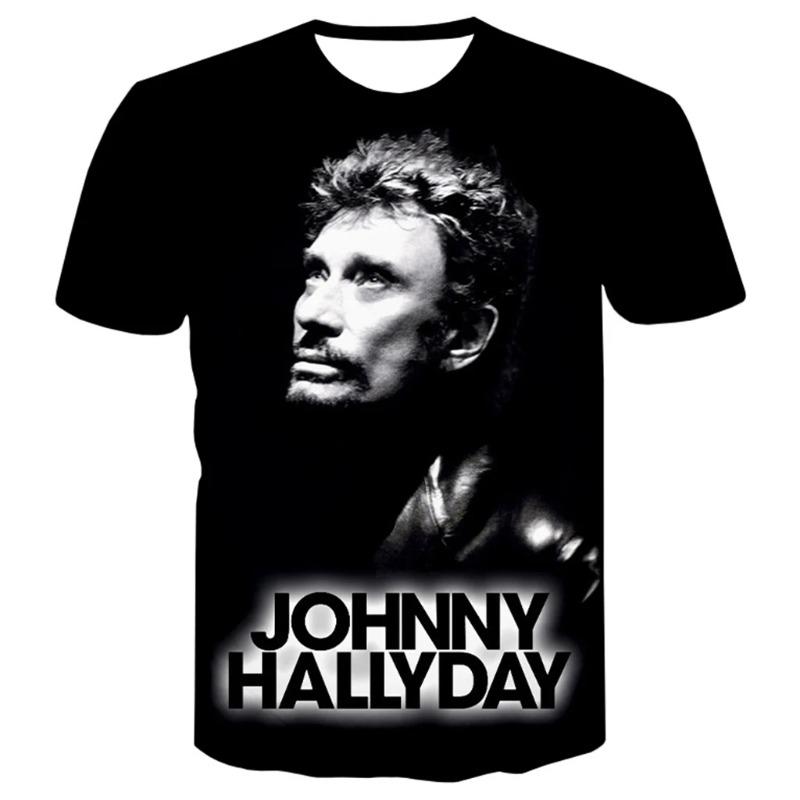 Nieuw Meest Populaire Popzanger Johnny Hallyday 3D Geprint T-shirt Mannen Vrouwen Rock Casual Straatkleding Hip Hop Harajuku Tops