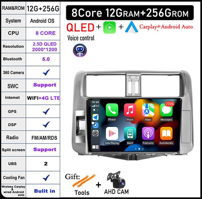 Android 14 DSP For Toyota Land Cruiser Prado 150 2009-2013 Car Radio Auto Multimedia Video Player GPS Navigation Carplay BT