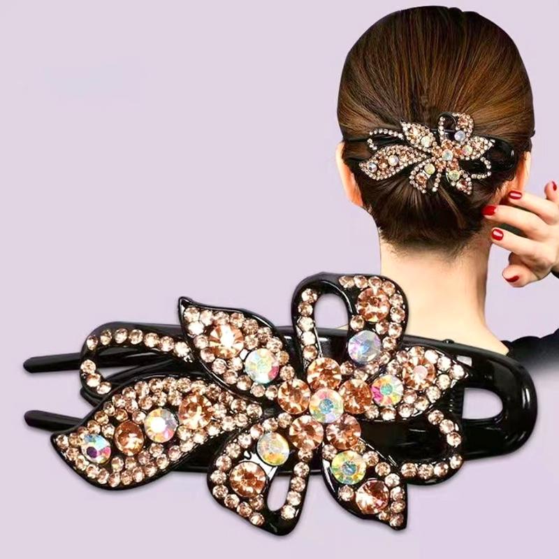 1Pc Hair Claws Hair Clips Plastic Fashion Duckbill Clip Women Rhinestone Hairgrip Hairpin