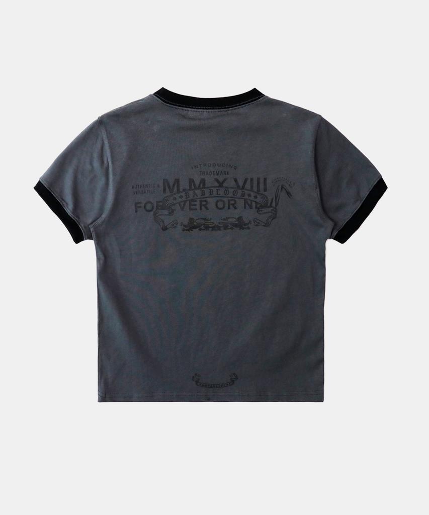BADBLOOD Cosmo Multi Patch Ringer T-Shirt - Charcoal
