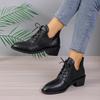 Ladies Shoes  High Quality Cross-tied Women's Boots Fashion Solid Casual Boots Women New Pointed Toe Ankle Boots Heels Women